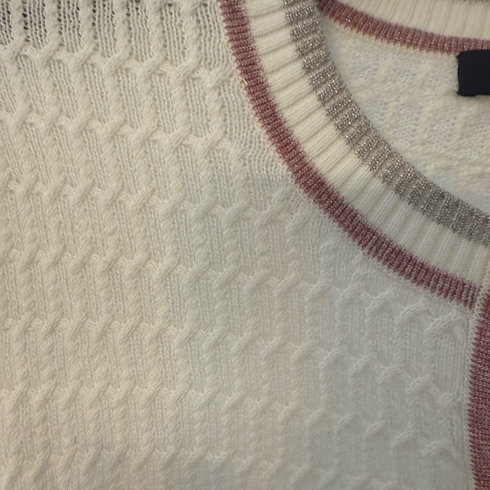 Women's cotton Cream Cardigan Sweater - Picture 4 of 10